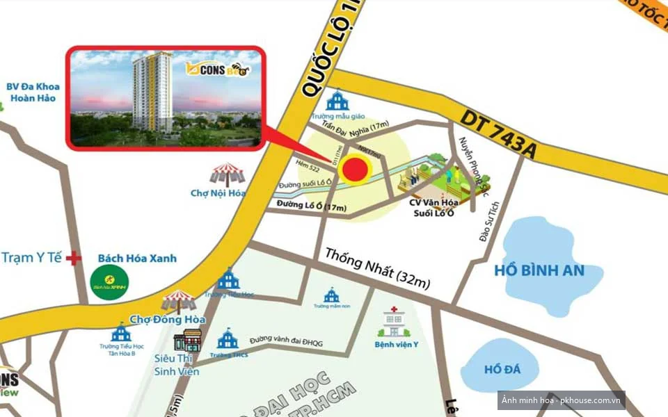 Bản đồ vị trí và liên kết vùng dự án Bcons Bee