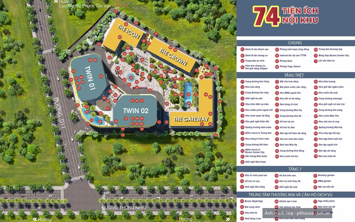 Phối cảnh trung tâm thương mại 7 tầng dự án Bcons Center City