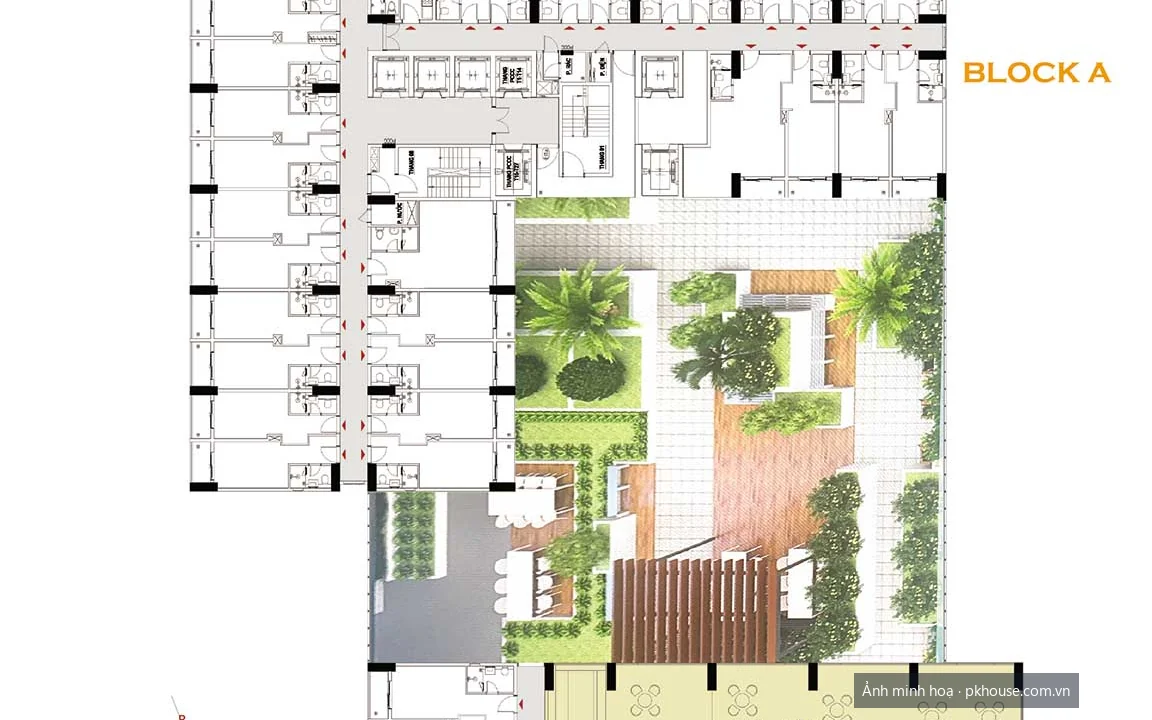 Mặt bằng tầng 4, tầng tiện ích dự án Bcons City – Giai đoạn 1