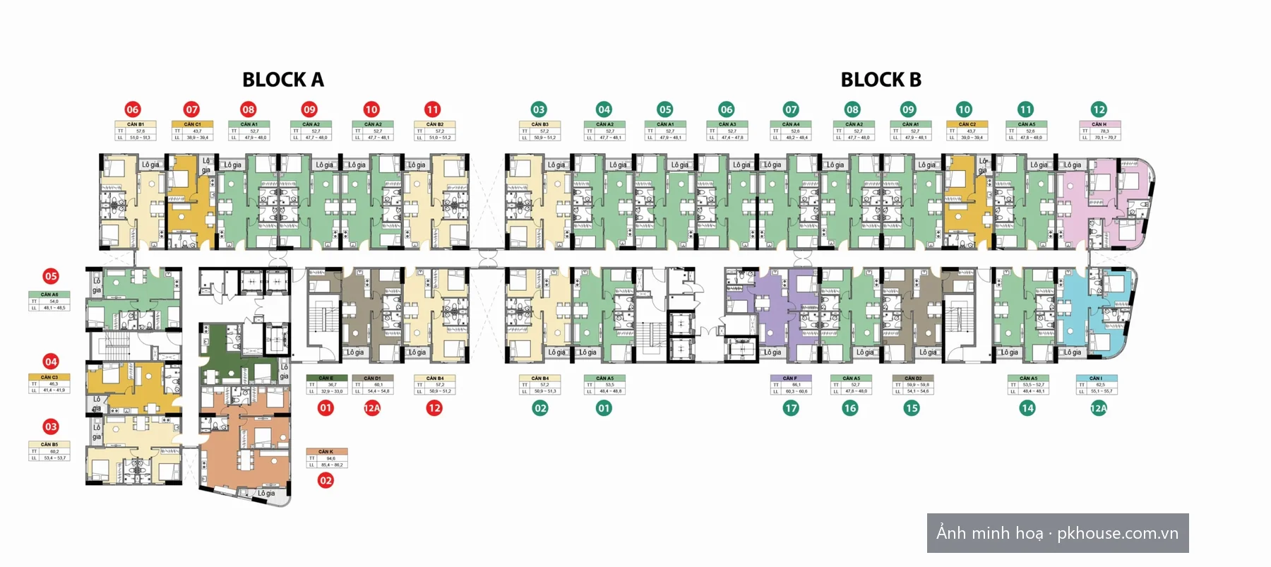 Mặt bằng tầng điển hình 11 – 28 dự án Bcons City – Green Diamond