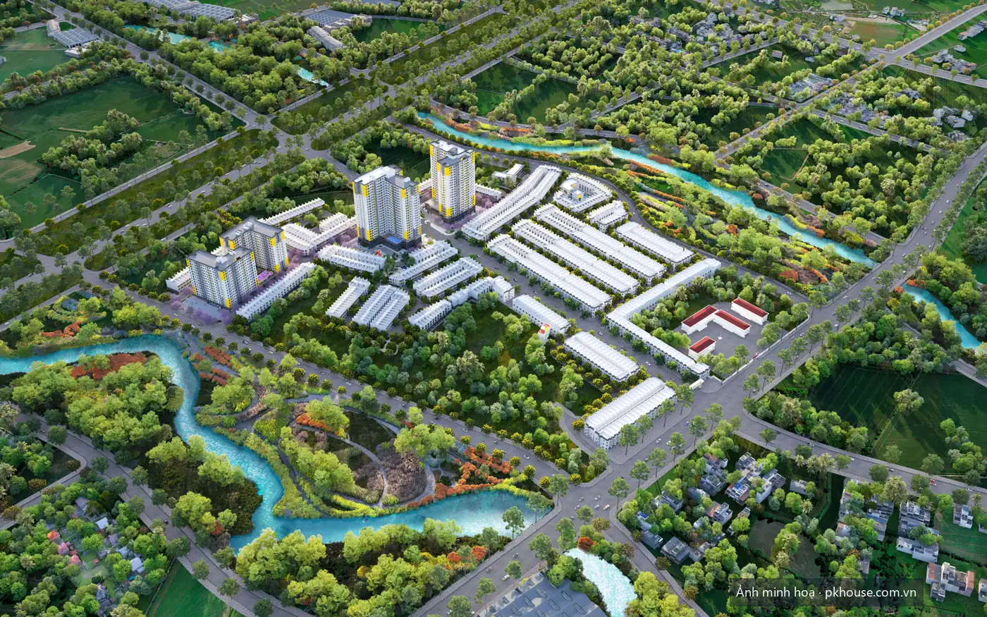 Phối cảnh tổng thể khu đô thị Bcons City Life dự án Bcons City Life Nhà Ở Xã Hội