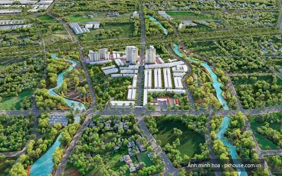 Phối cảnh khu đô thị 15 ha gồm nhà phố và căn hộ dự án Bcons City Life Nhà Phố