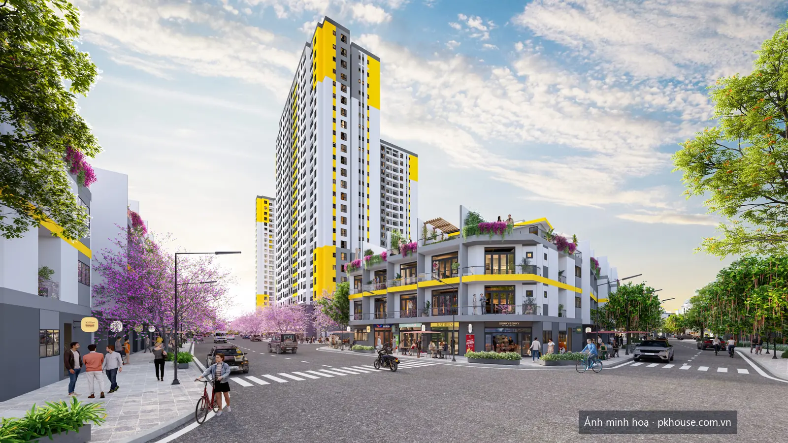 Phối cảnh dãy nhà phố dự án Bcons City Life Nhà Phố