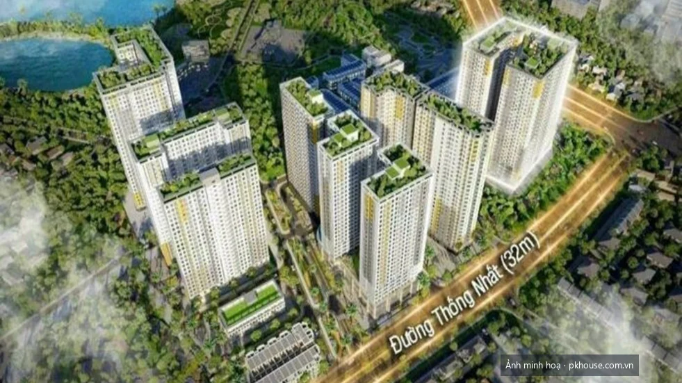 Phối cảnh tổng thể khu đô thị Bcons City, nơi có tháp Green Topaz dự án Bcons Green Topaz