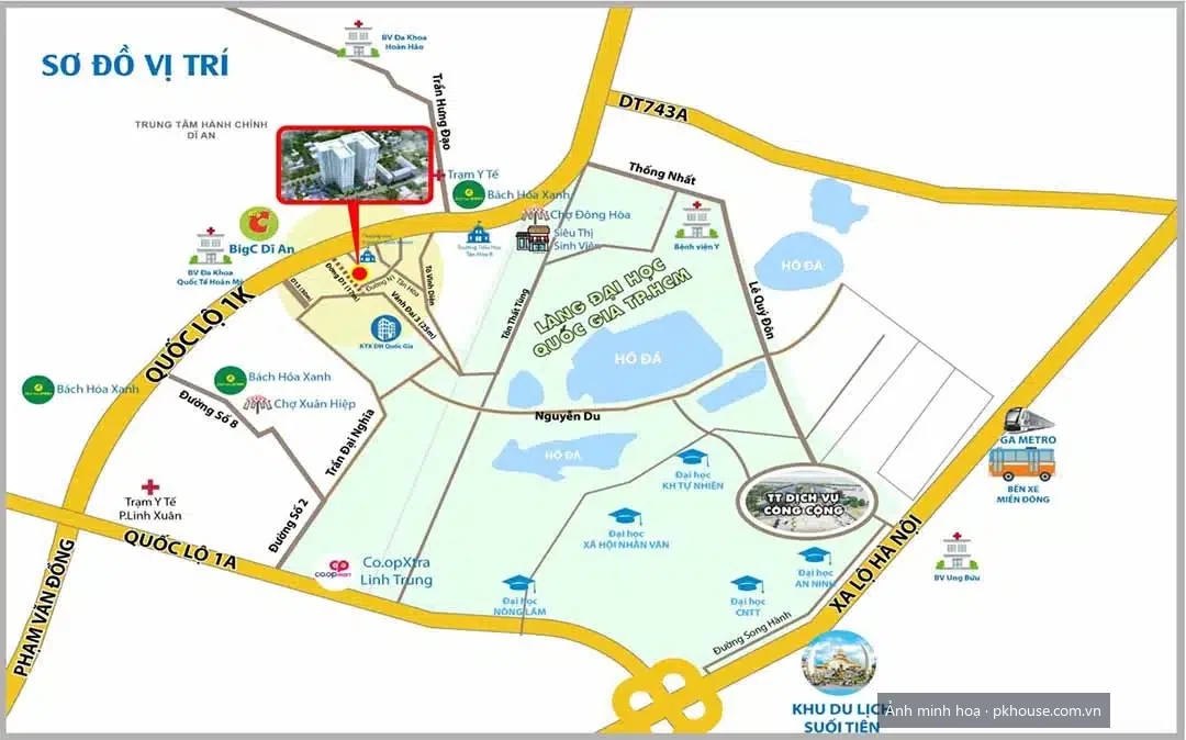 Bản đồ vị trí trên Quốc lộ 1K dự án Bcons Green View
