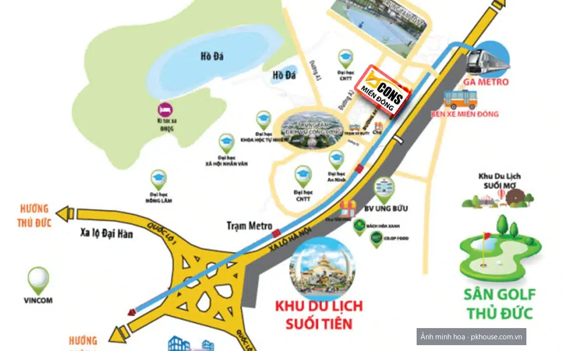 Bản đồ vị trí và liên kết vùng dự án Bcons Miền Đông