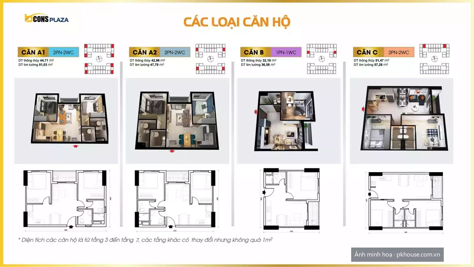 Thiết kế các loại căn góc dự án Bcons Plaza