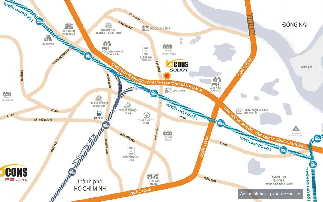 Bản đồ vị trí tại đường số 4, khu phố Đông An dự án Bcons Solary