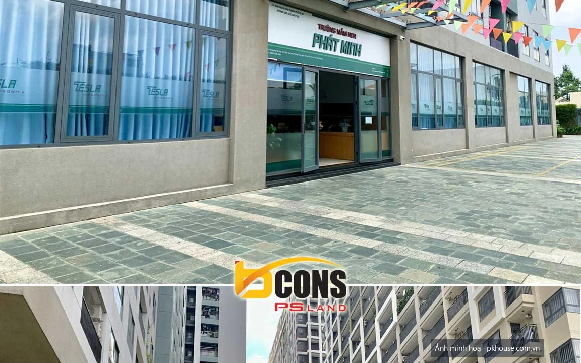 Ảnh thực tế công viên và shophouse nội khu dự án Bcons Suối Tiên