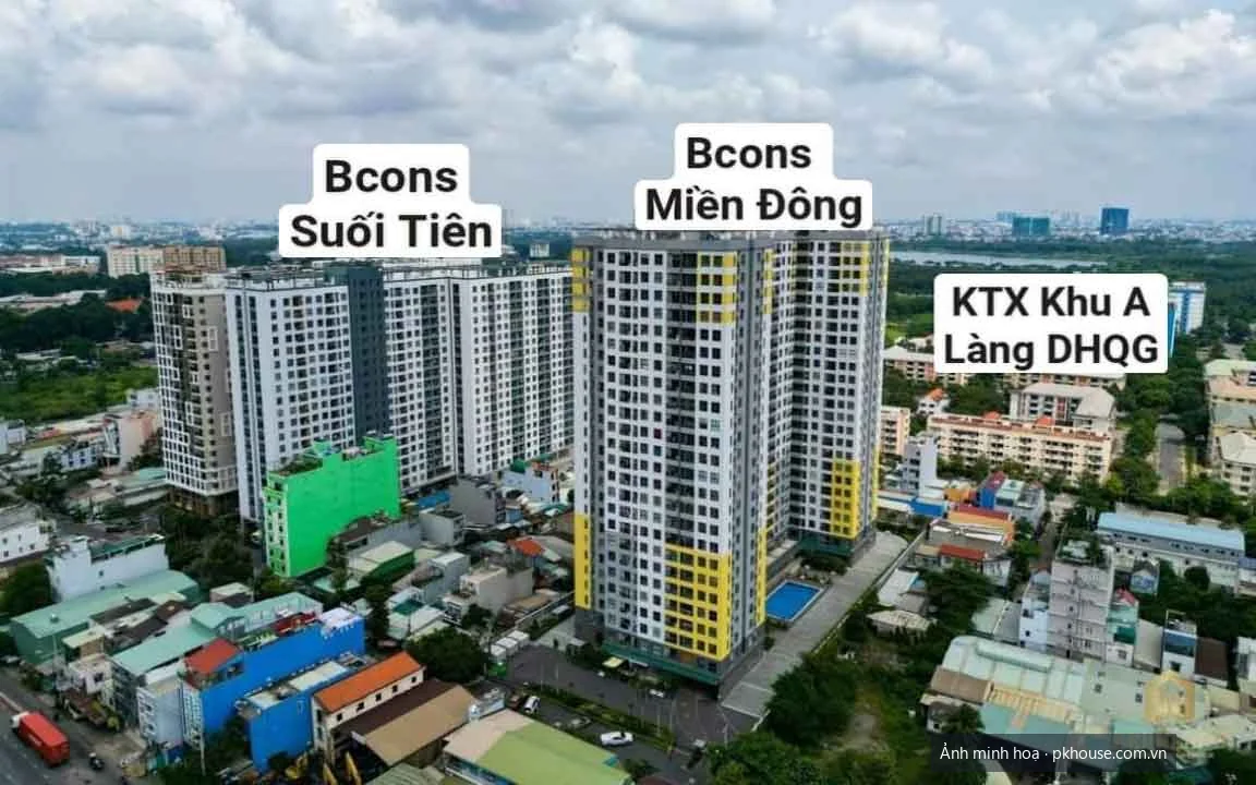 Ảnh thực tế toàn cảnh chung cư đã bàn giao dự án Bcons Suối Tiên