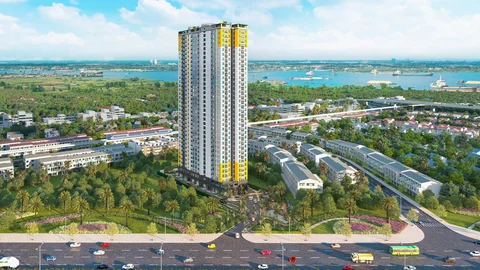 Phối cảnh dự án Bcons Avenue, tháp ba mươi lăm tầng trên Xa lộ Hà Nội