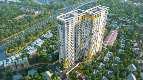Phối cảnh dự án Bcons Polygon, hai tháp hai mươi chín tầng trên đường Bế Văn Đàn